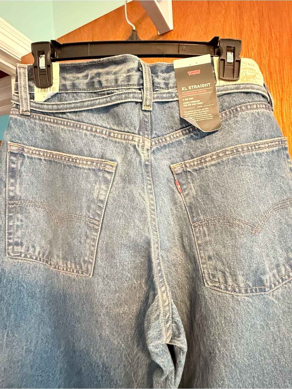 Levi's Blue Denim Jeans with White Tag wide leg distressed cuff